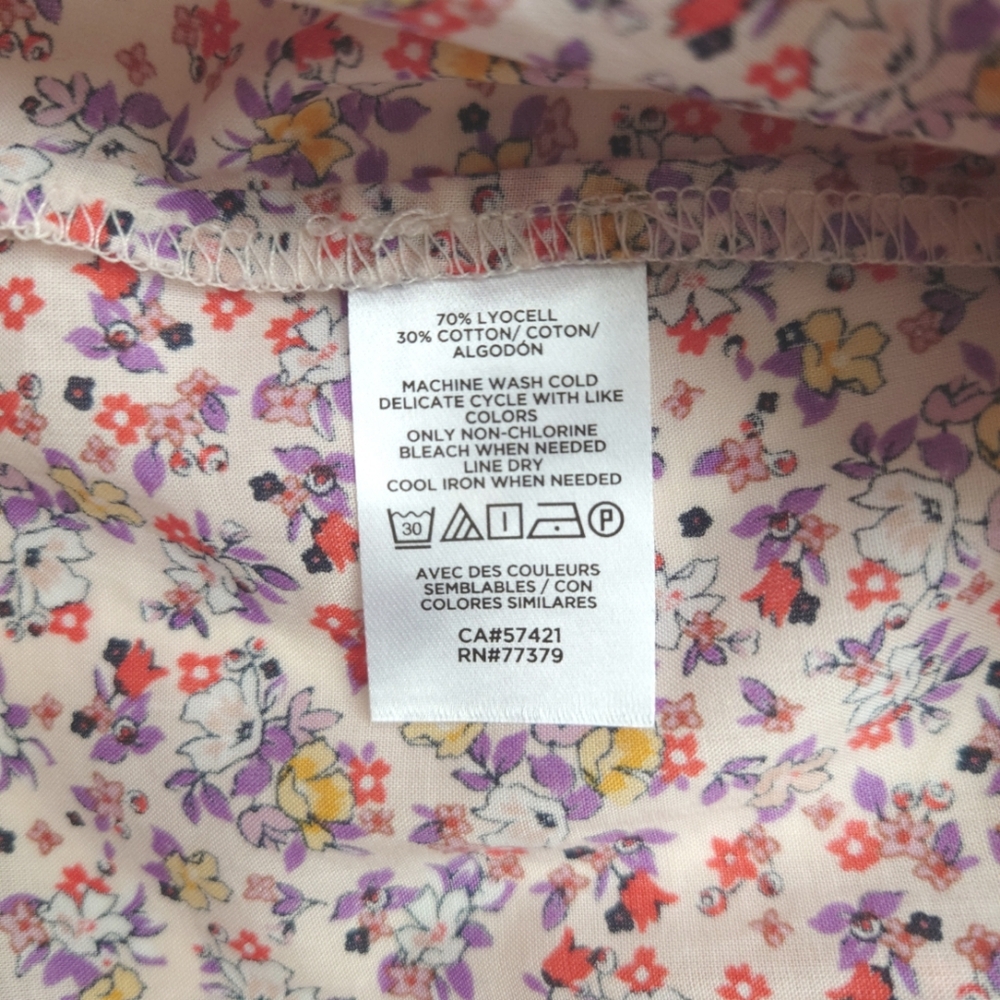 ANN TAYLOR Floral Ruffle Trim Shell Blouse Top Pink Orange Lilac Size XS - Picture 12 of 13